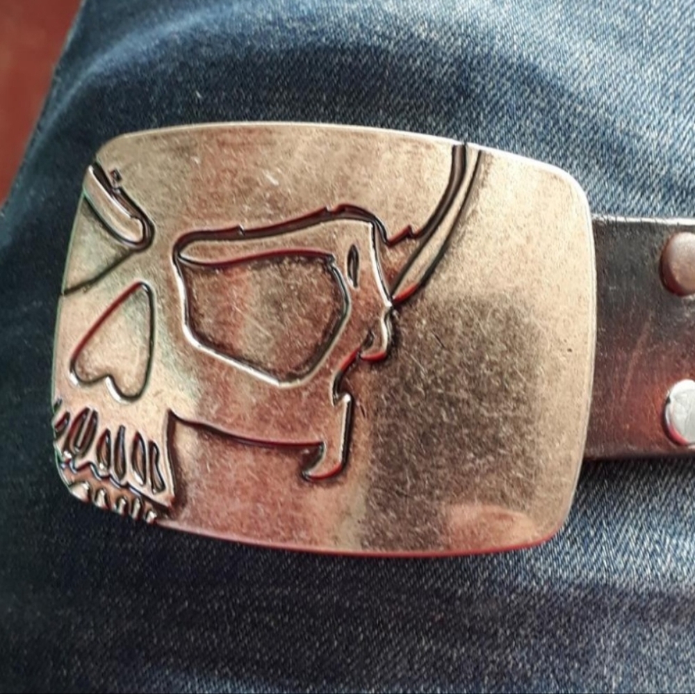 New Silver Punisher Skull Belt Buckle